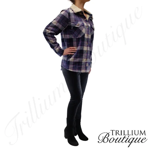 Soho Threads Women's Blue Plush Shirt Jacket NWT - Picture 5 of 7